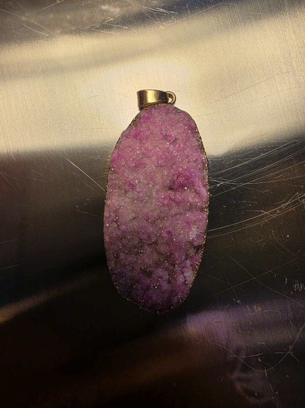 Pink Druzy Stone Pendant Necklace - Elegant Women's Jewelry